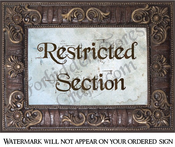 Restricted Section Harry Potter Inspired Signs