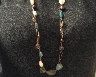 Boho beaded necklace in earth tones