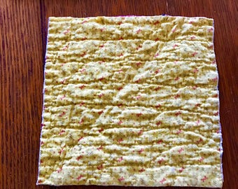 Two Yellow Square Quilt Blocks, Feed Sack Prints, Primitive Crafting Supplies, Cutter Quilt Squares, 6 1/2" x 6 1/2", Farmhouse Squares