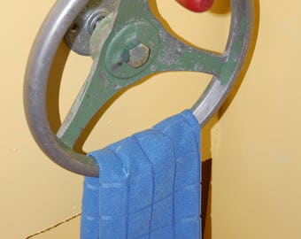 Repurposed Water Line Shutoff Valve Wheel Steampunk Towel Bar