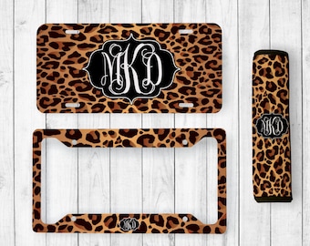 Custom Monogrammed License Plate, Leopard Car Tag, Personalized License Plate, Leopard Print, Custom License Plate, Leopard Monogram