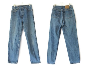 Levis 560 Jeans Vintage Denim Loose Fit Straight Leg Boyfriend Mom Jean Size 10 30 Waist Large Medium Blue Wash 1990s 90s Grunge