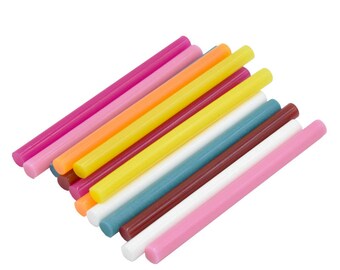 14 Melt Colored Hot Glue Sticks Colorful Mixed Assorted for Electric Heat Gun Repair DIY Art Tool Multicolor Pink Red Yellow Blue White 7mm