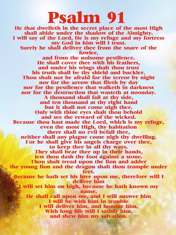 Printable Free Printable Psalm 91 Prayer