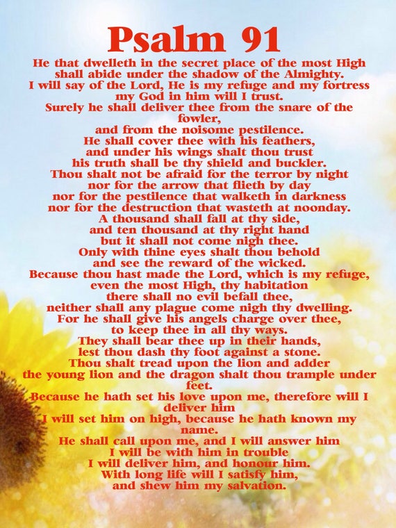 91st Psalm. KJV DIGITAL DOWNLOAD Prayer for God's