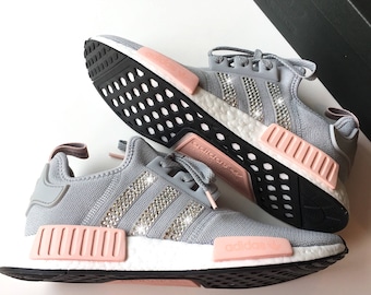 Bling Adidas NMD with Swarovski Crystals Grey Women's Originals NMD_R1 Runner Casual Shoes Bedazzled