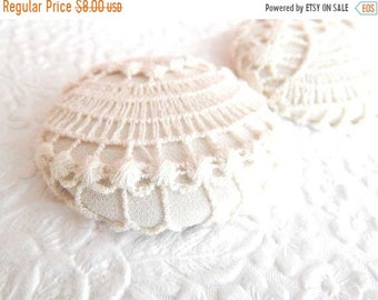 CLEARANCE - 2 beige lace buttons, 1 7/8 inches, 1.9 inches, 4.7 cm, 48.26 mm, size 75 buttons