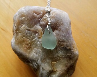 Seafoam Green Beach Glass Necklace