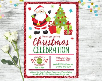Christmas Invitation, Santa Invitation, Christmas Party Invitation, Christmas Invite Printable, Christmas Invitation Template