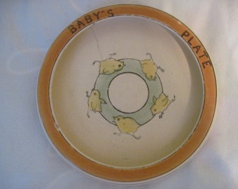 Roseville Pottery Juvenile Rolled Edge Plate ~ Chicks