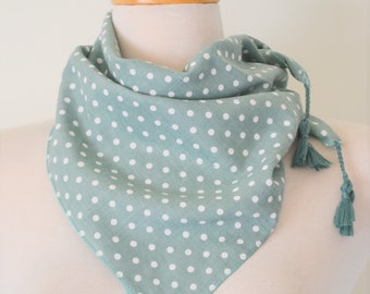 Cute Happy Polka Dots Square Scarf Bandana Square Scarf with Tassels, Cotton Bandana Scarf, Nautical Bandanas, Head Scarves, Cute Bandanas
