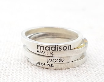 Custom Name Rings - Gift for Mom - Personalized Ring - Stacking Ring - Mom Gift- Silver Engraved Ring - Silver Posey Ring - Mother's Day