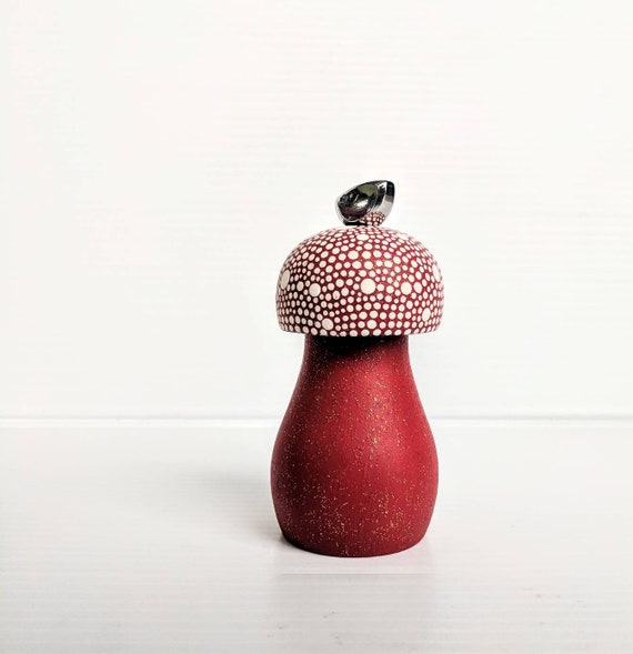 Pepper Mill hand painted Pepper Mill red and white mushroom