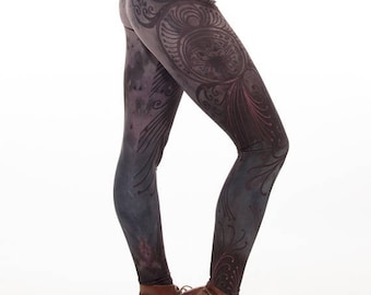 ON SALE Limited edition artist designed printed leggings, yoga pants, handmade leggings, by Plastik Wrap. All sizes