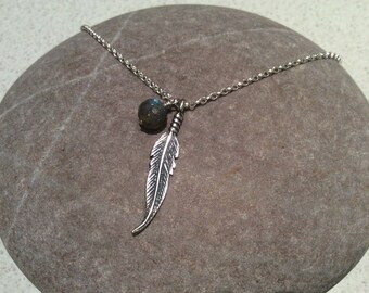 Shikoba - Sterling silver feather necklace