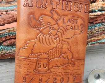 Leather Flask Featuring Hagar the Horrible and Personalized