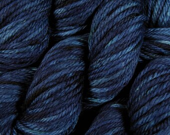 Hand Dyed Yarn, Bulky Weight Superwash Merino Wool Yarn - Ink Tonal - Knitting Yarn, Bulky Yarn, Navy Blue, Thick Yarn for Chunky Knits