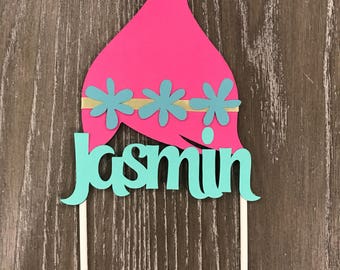 Trolls Cake Topper Poppy Cake Topper Customized Cake Topper Personalized Cake Topper Trolls Birthday Party Decor Trolls Girl's Pink Birthday