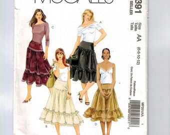 Misses Sewing Pattern McCalls MP391 Misses Tiered Bohemian Skirt Size 6 8 10 12 Waist 23 24 25 26 UNCUT 99