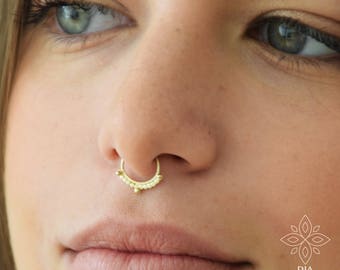 Septum Ring, Septum Jewelry, 14k Septum Piercing, Gypsy Nose Ring, Cartilage, Gold Septum, 14k Gold Septum Ring, Cartilage hoop, Helix, Rook