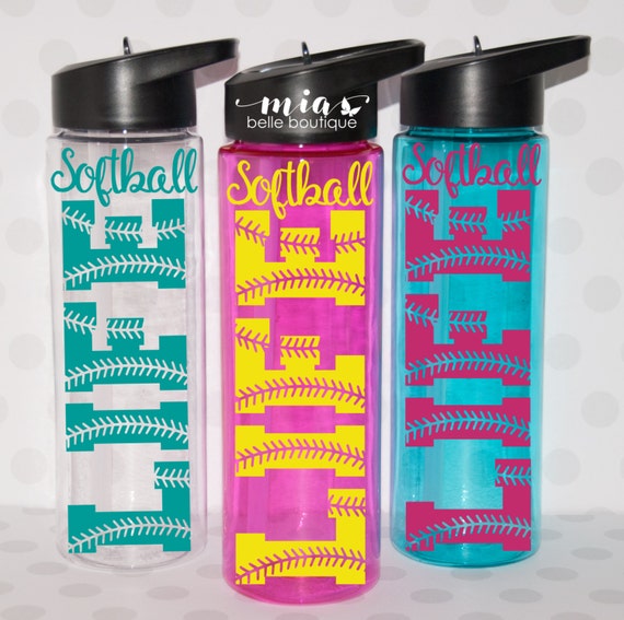 Softball personalized water bottle softball cup softball