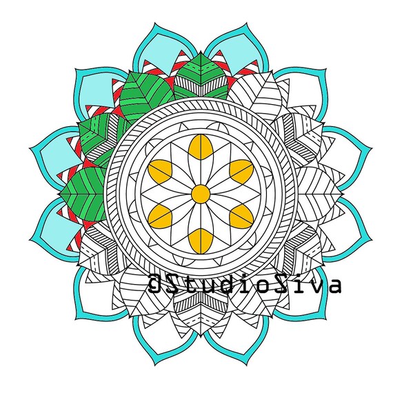 Download Tribal Flower Mandala Coloring Page / Instant Download PDF