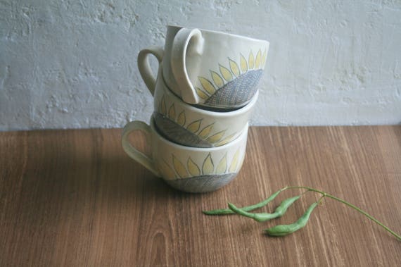 Soup Mug Soup Bowls with Handles Large Cup Sunflower Cup Soup Mug Soup Bowls with Handles Large Cup Sunflower Cup