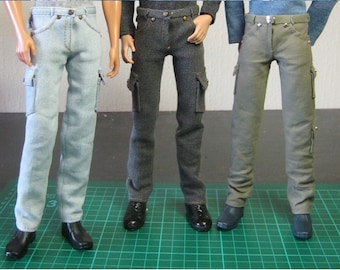 PDF Full tutorial with pattern TUTE#002: Jeans & pants for 12" male dolls, such as Ken. Also fits Tonner Patience.