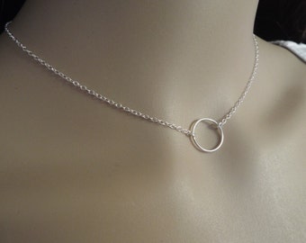 Sterling Silver Karma Necklace, Silver Circle Pendant, Simple Jewelry Minimalist Necklace, Silver Jewelry, Necklace, Simple Eternity, Choker