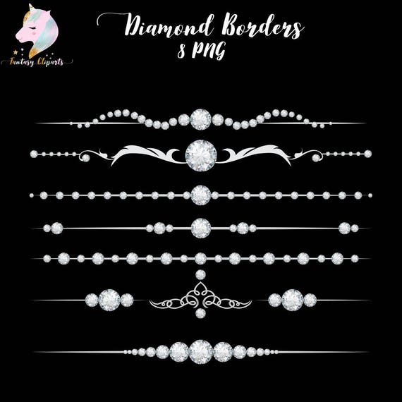 Diamond borders diamonds dividers border clipart set