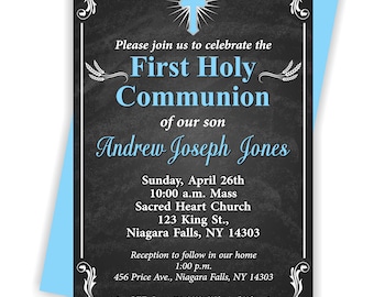First Holy Communion, Invitation, Boy 1st Communion, Communion Invite, Boy, 1st Communion Invite -FIRSTCOMB5