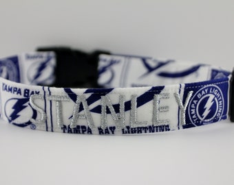 NHL Tampa Bay Lightning Collar, Lightning Dog Collar, Personalized Collar, Embroidered Dog Collar, Dog Collar, Tampa Bay Collar, Hockey Dog