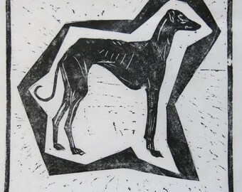 BirdsforBirds "Azawakh" 7 1/4" X 7 1/4" art block print greyhound galgo