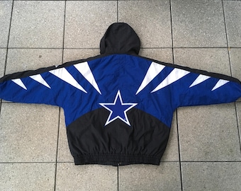 RARE 90s Dallas COWBOYS Jacket by Apex One Vintage NFL Football Vintage nwa Hip Hop Removable Hood