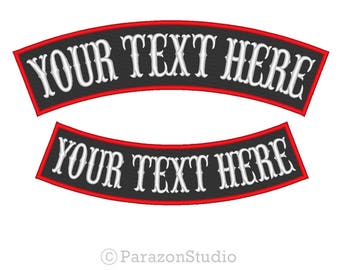 Custom Embroidered Top AND Bottom Rocker Motorcycle Biker MC Sew on Patch Badge_SET (B-1)