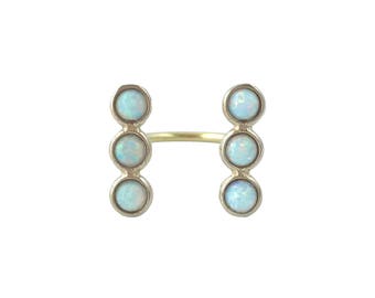 Double Opal Trio Open Ring
