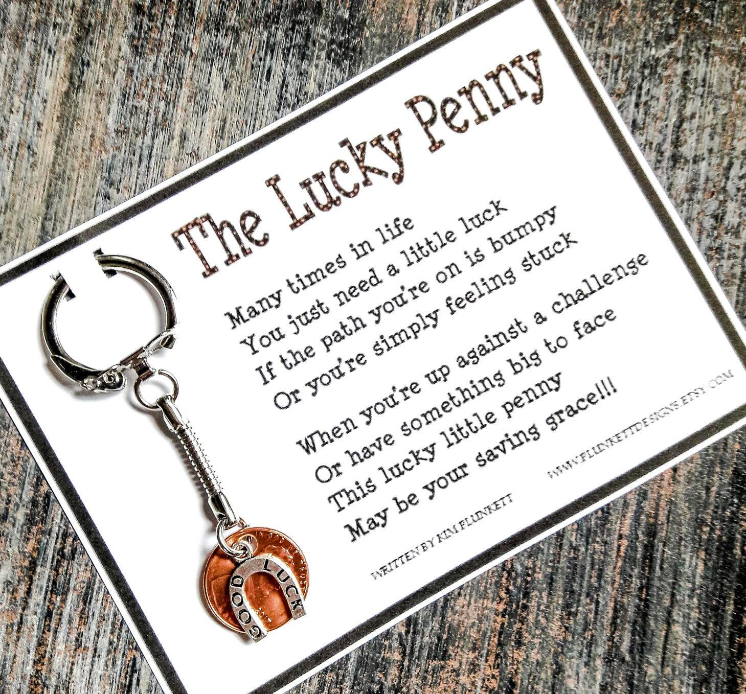 The Lucky Penny Original Poem And Keychain Shown With Good