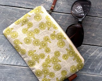 Hand Screen Printed Linen Zipper Pouch