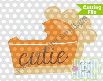 HTV SVG Cutie Pie Slice Pumpkin Thanksgiving Vinyl Cricut Silhouette Cutting SVG Design