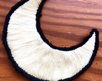 Crescent Moon Hand Embroided Iron On Patch