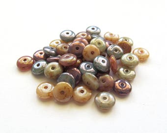 Tiny Opaque Luster Mix Czech Glass Disks, 6mm - 50 pieces