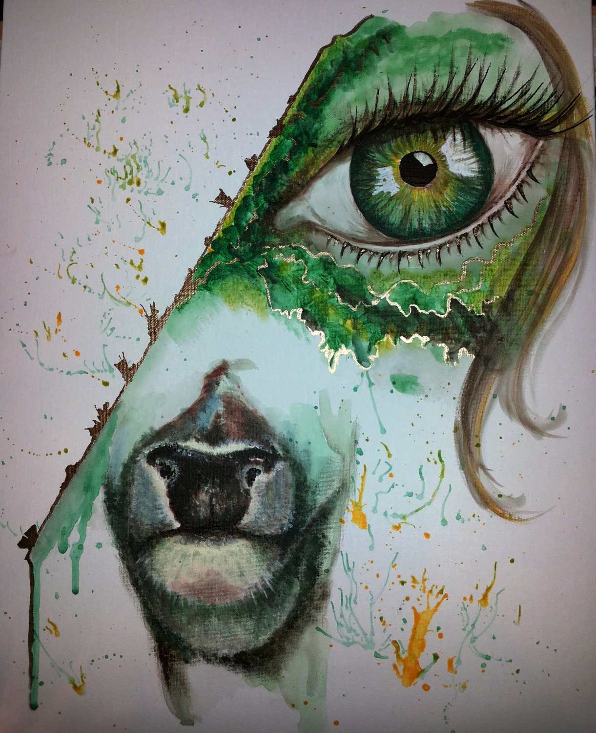 Green Eye Reh Acrylbild Bild Tier Auge Abstrakt