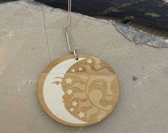 Car Essential Oil Diffuser-Wood Sun and Moon
