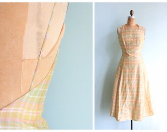 Vintage 1980s Pastel Plaid Dress | Size Small