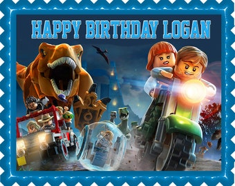 Jurassic World Dinosaur Lego - Edible Cake Topper or Cupcake Topper, Strips