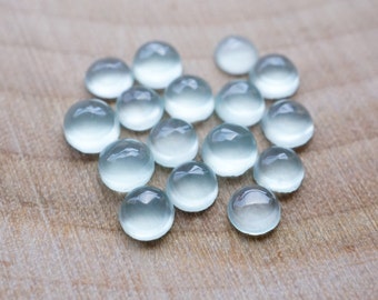 3mm aqua chalcedony smooth cabochons. aqua gemstones. aqua cabs mint green teal cab