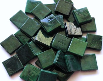 ON SALE1 15mm (3/5") Malachite Dark Green Opaque Glass Mosaic Tiles//Mosaic Supplies//Mosaic