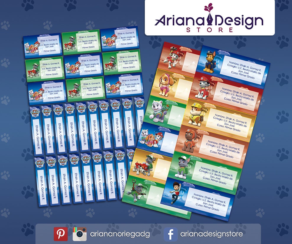 Printable and personalized Paw Patrol name tags Paw Patrol