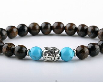 Buddha head bracelet Healing bracelet Spiritual bracelet Yoga bracelet Buddha Jewelry Reiki Bracelet Bronzite bracelet Gift for friend