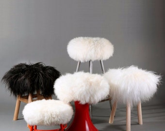 Sheepskin Stool Covers! Round / Square / Rectangle. Natural Sheepskin Chair Pads. Christmas Gift. Genuine Sheepskin Stool Covers. Gift Idea.